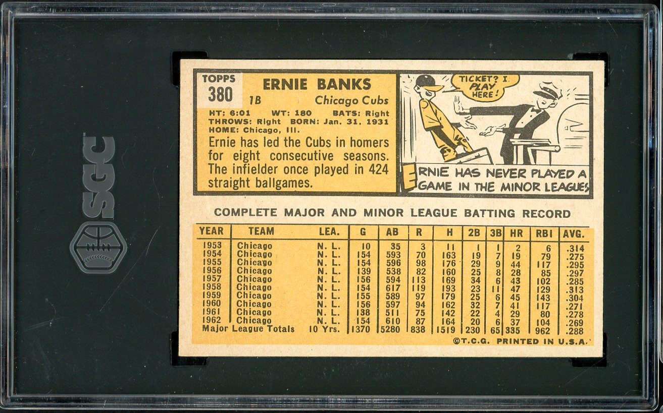 1963 Topps Baseball #380 Ernie Banks Cubs SGC 5 EX 561588