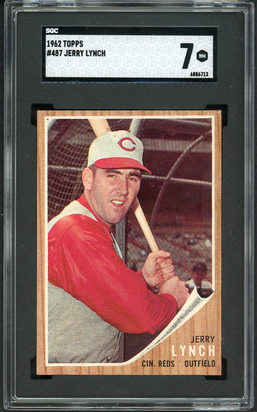 1962 Topps Baseball #487 Jerry Lynch Reds SGC 7 NM 561589