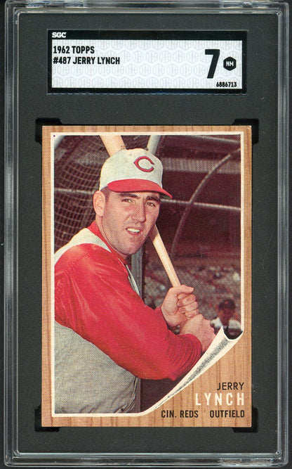 1962 Topps Baseball #487 Jerry Lynch Reds SGC 7 NM 561589