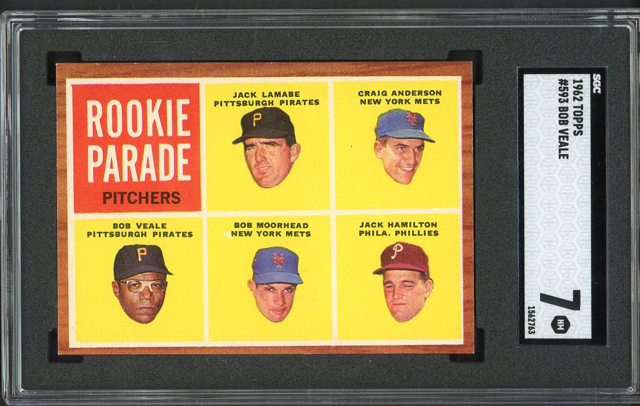1962 Topps Baseball #593 Bob Veale Pirates SGC 7 NM 561591