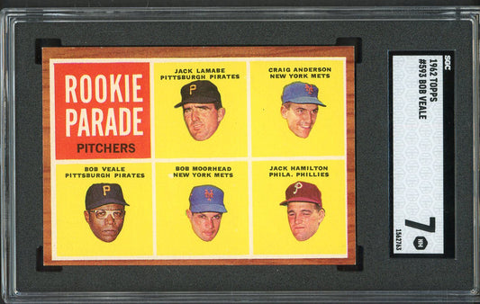 1962 Topps Baseball #593 Bob Veale Pirates SGC 7 NM 561591
