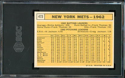 1963 Topps Baseball #473 New York Mets Team SGC 6 EX-MT 561592
