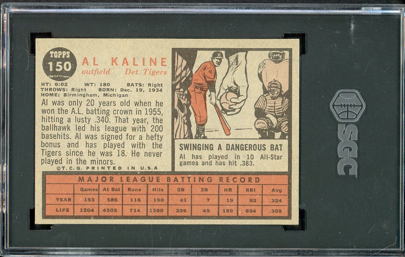 1962 Topps Baseball #150 Al Kaline Tigers SGC 6.5 EX-MT+ 561594