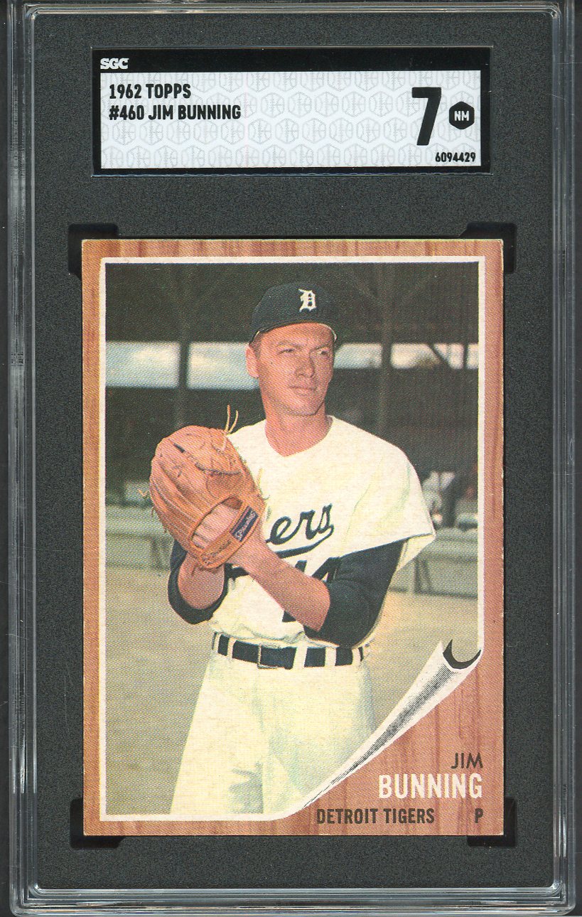 1962 Topps Baseball #460 Jim Bunning Tigers SGC 7 NM 561599