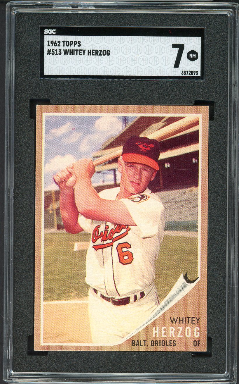 1962 Topps Baseball #513 Whitey Herzog Orioles SGC 7 NM 561600
