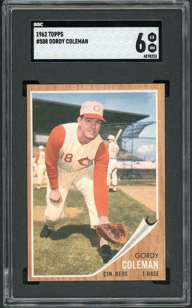 1962 Topps Baseball #508 Gordy Coleman Reds SGC 6 EX-MT 561601