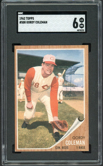 1962 Topps Baseball #508 Gordy Coleman Reds SGC 6 EX-MT 561601