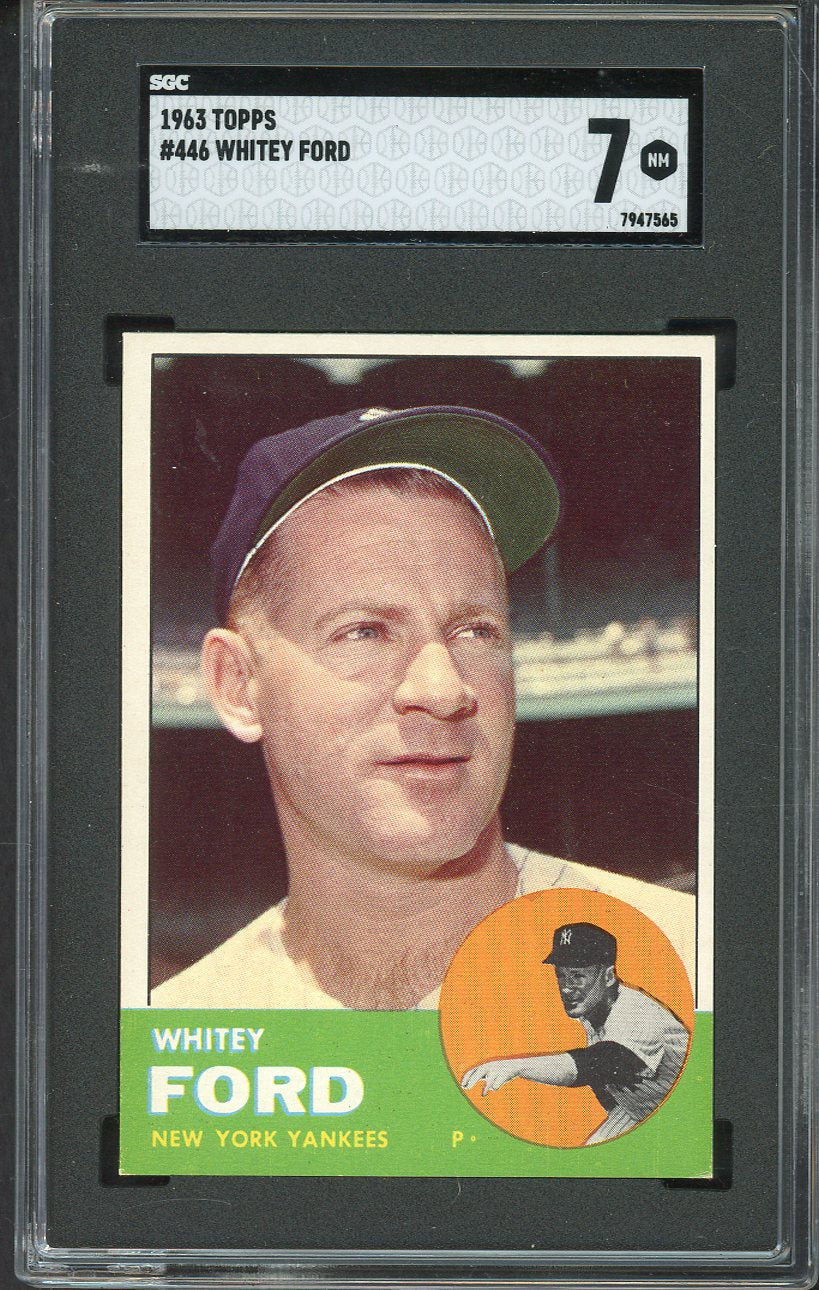 1963 Topps Baseball #446 Whitey Ford Yankees SGC 7 NM 561602