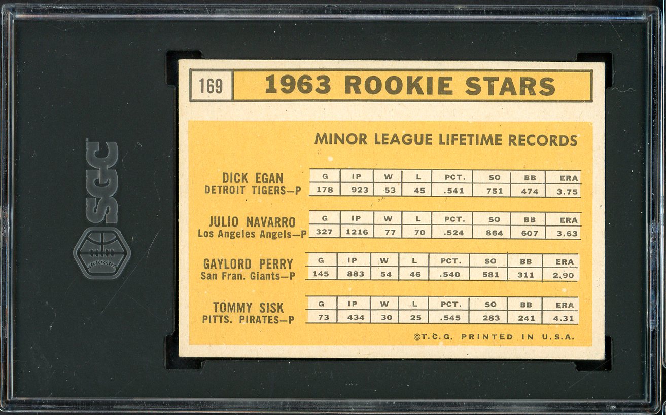 1963 Topps Baseball #169 Gaylord Perry Giants SGC 7 NM 561604