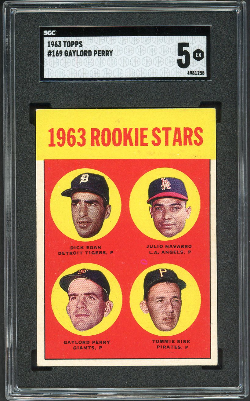 1963 Topps Baseball #169 Gaylord Perry Giants SGC 5 EX 561605