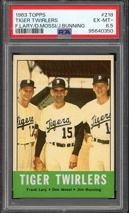 1963 Topps Baseball #218 Jim Bunning Don Mossi PSA 6.5 EX-MT+ 561609