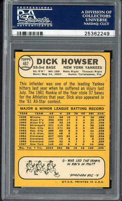 1968 Topps Baseball #467 Dick Howser Yankees PSA 10 GEM MINT 561613