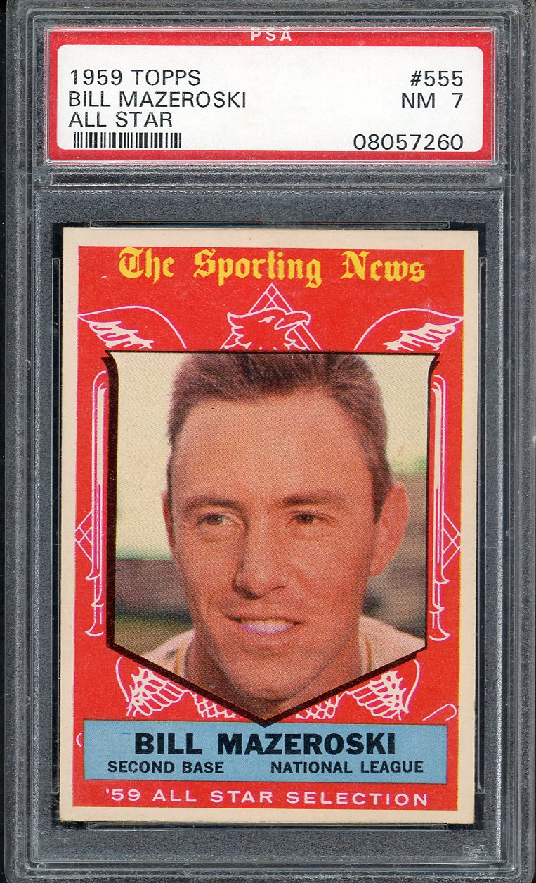 1959 Topps Baseball #555 Bill Mazeroski A.S. Pirates PSA 7 NM 561614