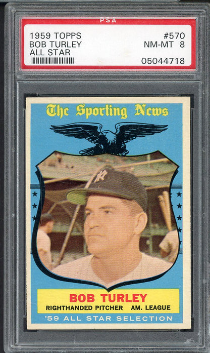 1959 Topps Baseball #570 Bob Turley A.S. Yankees PSA 8 NM/MT 561615