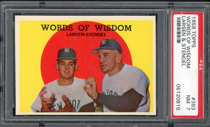 1959 Topps Baseball #383 Casey Stengel Don Larsen PSA 7 NM 561617