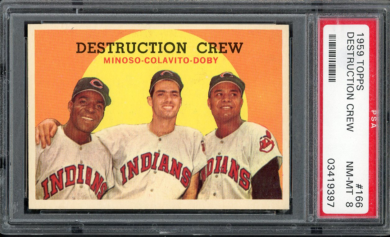 1959 Topps Baseball #166 Rocky Colavito Minnie Minoso PSA 8 NM/MT 561621