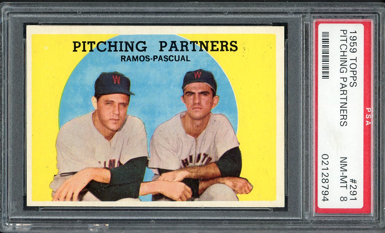 1959 Topps Baseball #291 Camilo Pascual Pedro Ramos PSA 8 NM/MT 561622