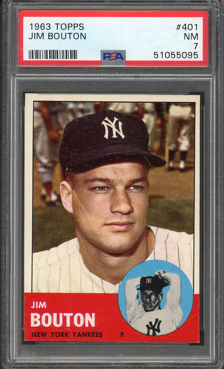 1963 Topps Baseball #401 Jim Bouton Yankees PSA 7 NM 561633