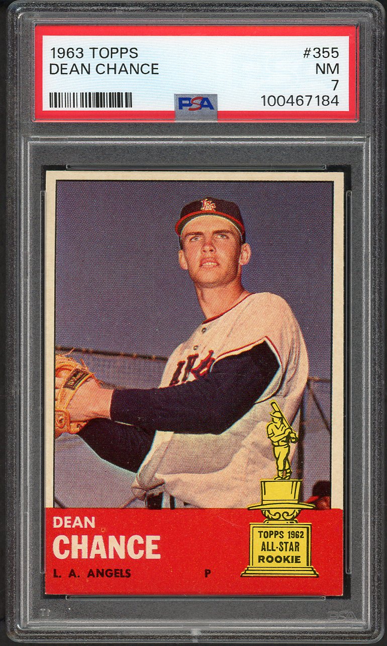 1963 Topps Baseball #355 Dean Chance Angels PSA 7 NM 561639