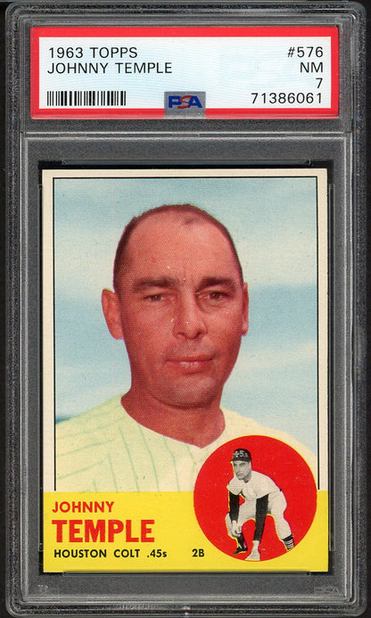 1963 Topps Baseball #576 Johnny Temple Colt .45s PSA 7 NM 561640