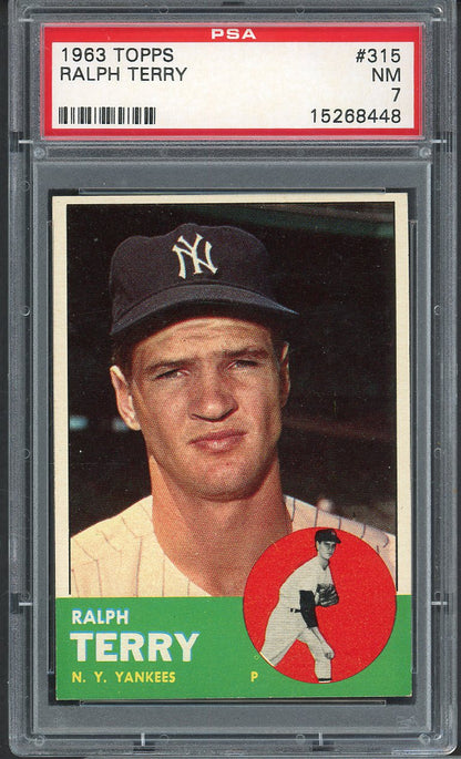 1963 Topps Baseball #315 Ralph Terry Yankees PSA 7 NM 561642