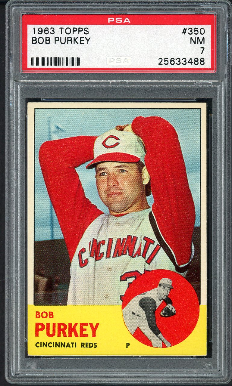 1963 Topps Baseball #350 Bob Purkey Reds PSA 7 NM 561643