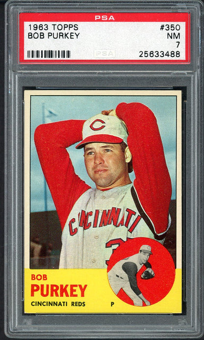 1963 Topps Baseball #350 Bob Purkey Reds PSA 7 NM 561643