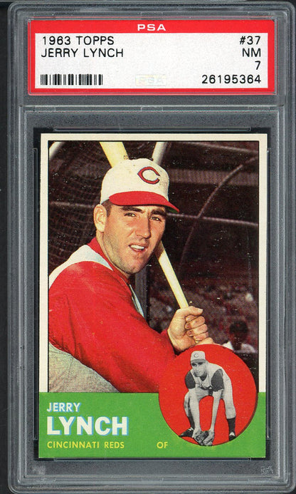 1963 Topps Baseball #037 Jerry Lynch Reds PSA 7 NM 561644