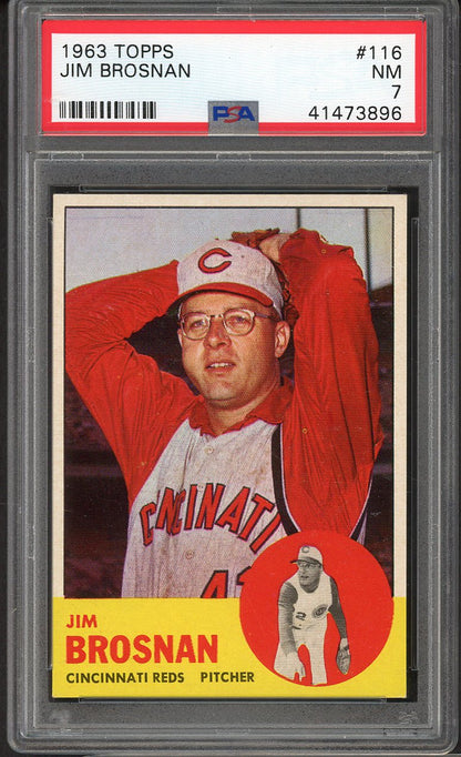 1963 Topps Baseball #116 Jim Brosnan Reds PSA 7 NM 561645