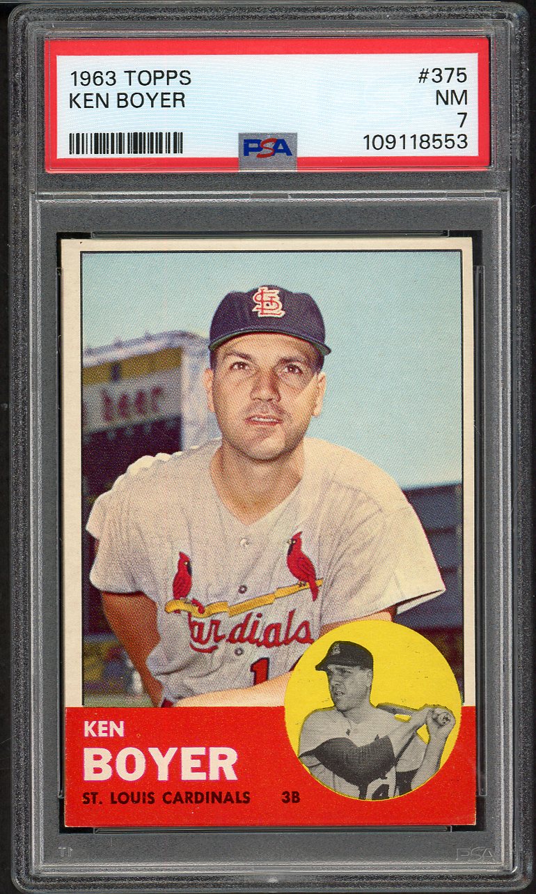 1963 Topps Baseball #375 Ken Boyer Cardinals PSA 7 NM 561648