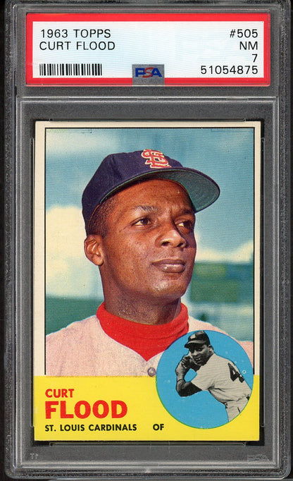 1963 Topps Baseball #505 Curt Flood Cardinals PSA 7 NM 561649