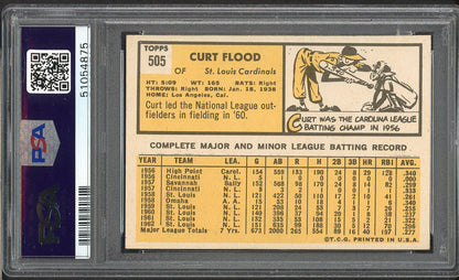 1963 Topps Baseball #505 Curt Flood Cardinals PSA 7 NM 561649