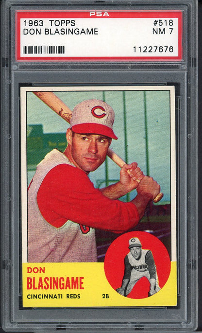 1963 Topps Baseball #518 Don Blasingame Reds PSA 7 NM 561650
