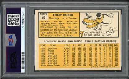 1963 Topps Baseball #020 Tony Kubek Yankees PSA 7 NM 561653