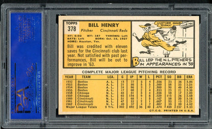 1963 Topps Baseball #378 Bill Henry Reds PSA 8 NM/MT 561654