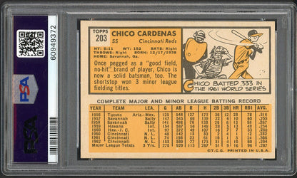 1963 Topps Baseball #203 Chico Cardenas Reds PSA 7 NM 561659