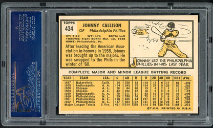 1963 Topps Baseball #434 Johnny Callison Phillies PSA 7 NM 561660