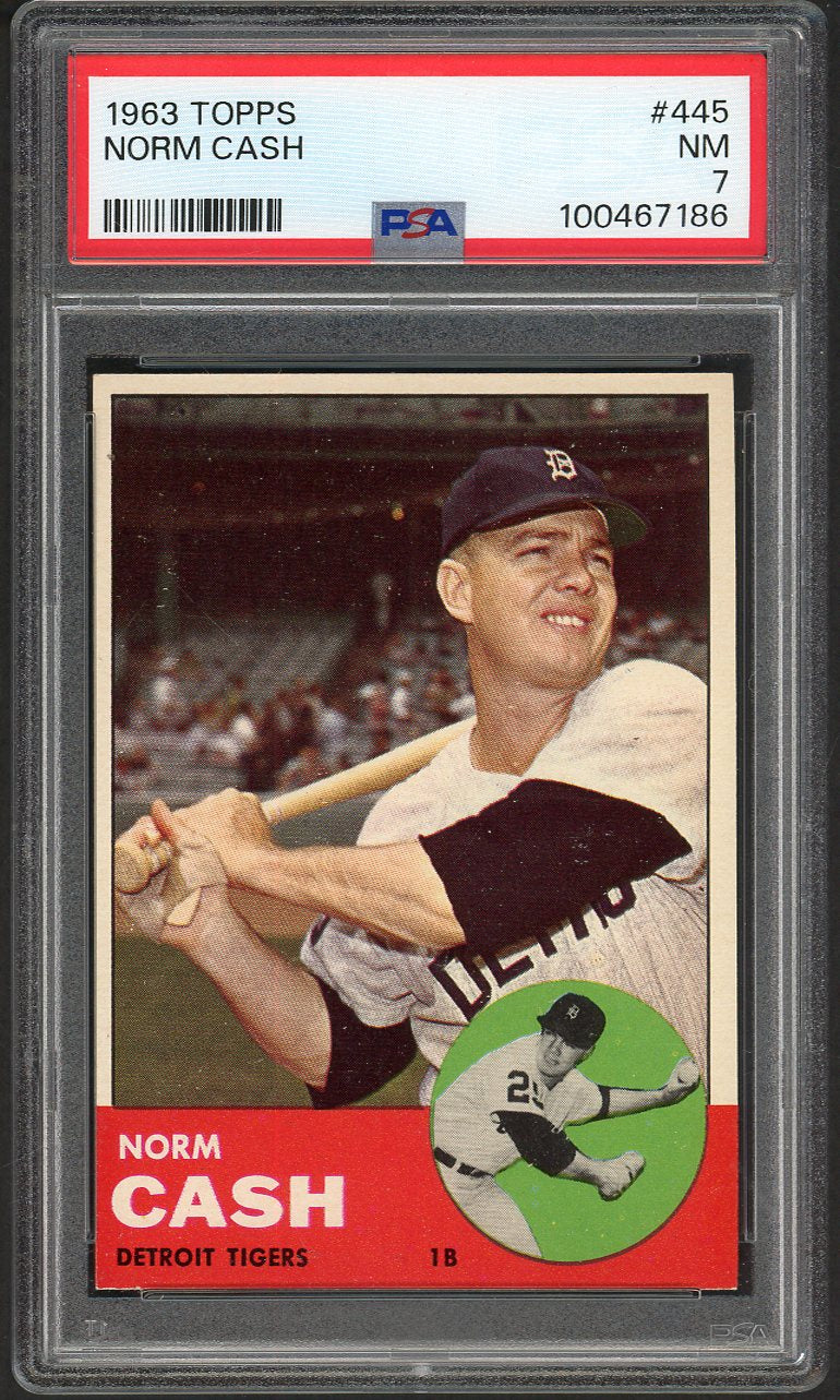 1963 Topps Baseball #445 Norm Cash Tigers PSA 7 NM 561664
