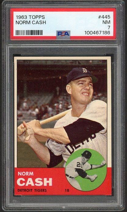 1963 Topps Baseball #445 Norm Cash Tigers PSA 7 NM 561664