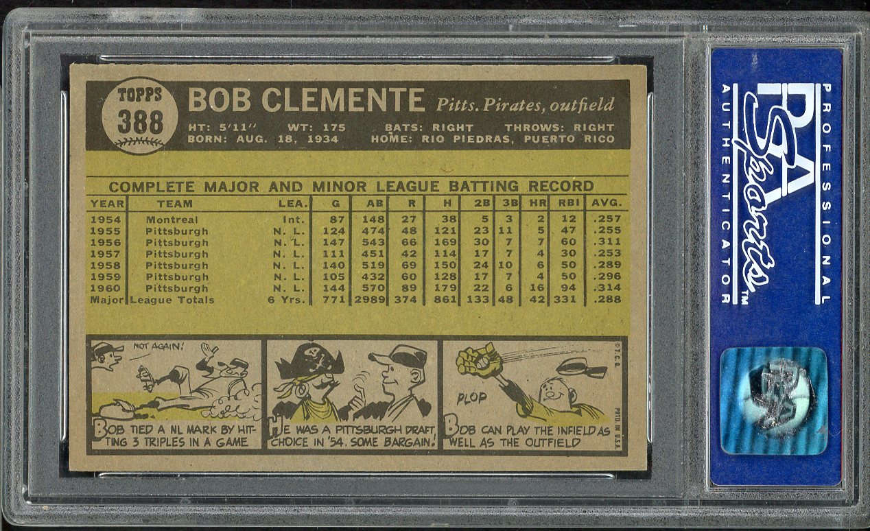 1961 Topps Baseball #388 Roberto Clemente Pirates PSA 8 NM/MT 561669