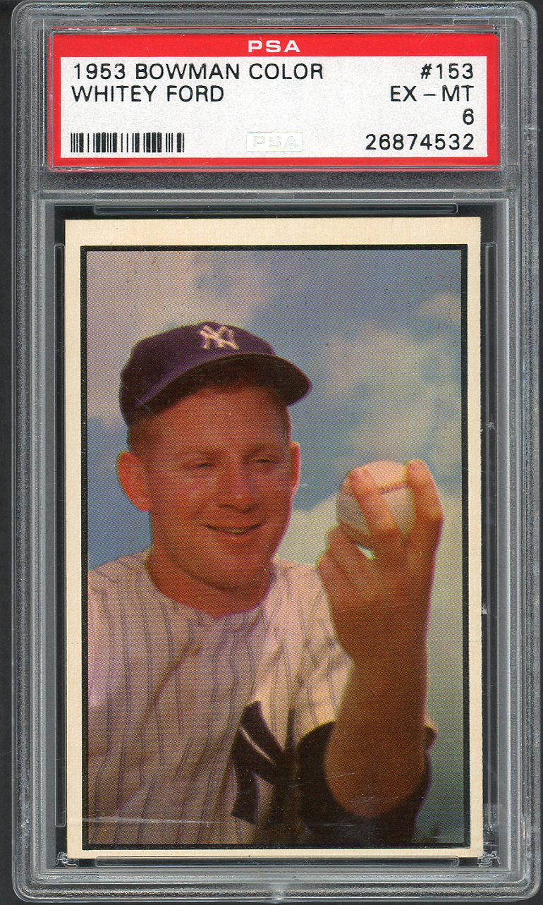 1953 Bowman Color Baseball #153 Whitey Ford Yankees PSA 6 EX-MT 561672