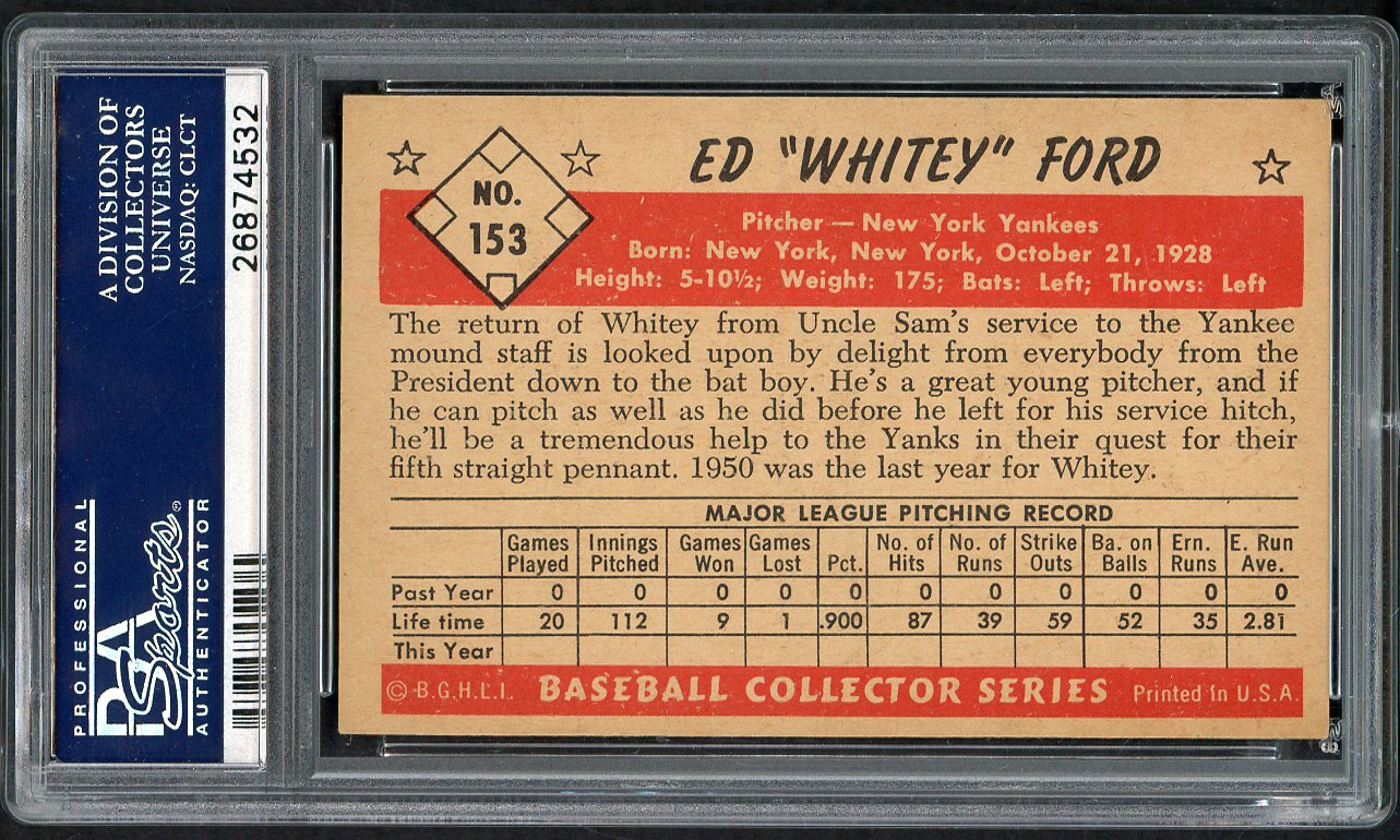1953 Bowman Color Baseball #153 Whitey Ford Yankees PSA 6 EX-MT 561672