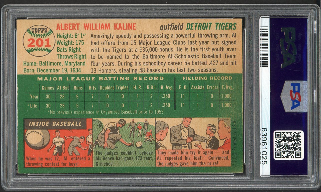 1954 Topps Baseball #201 Al Kaline Tigers PSA 4 VG-EX 561676