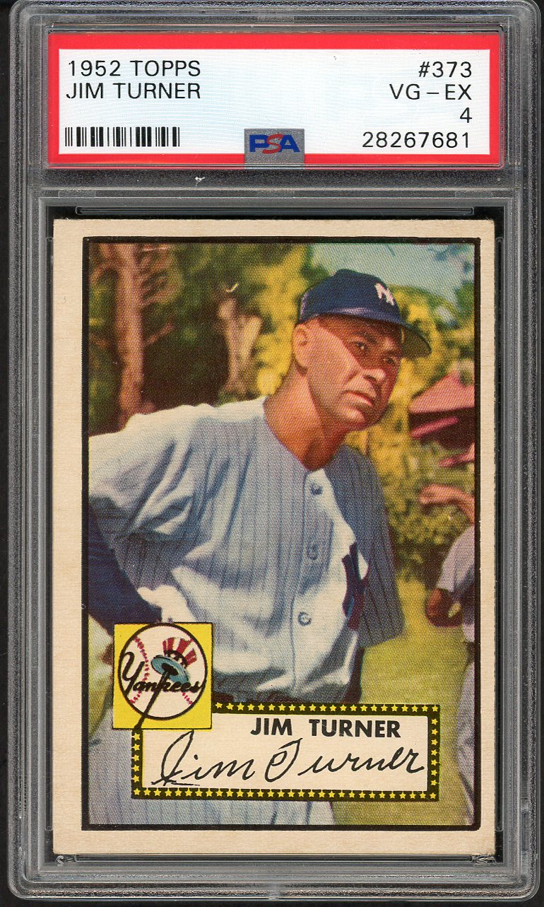 1952 Topps Baseball #373 Jim Turner Yankees PSA 4 VG-EX 561679
