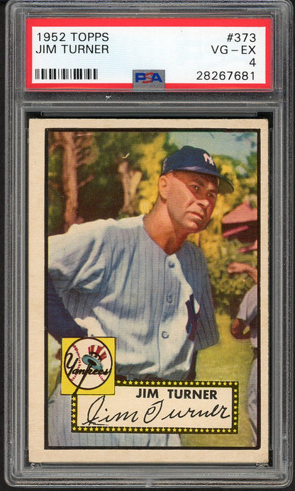 1952 Topps Baseball #373 Jim Turner Yankees PSA 4 VG-EX 561679