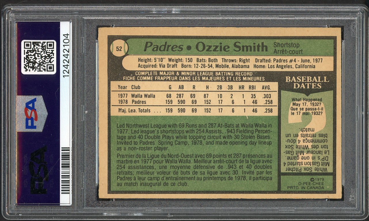 1979 O Pee Chee #052 Ozzie Smith Padres PSA 6 EX-MT 561683