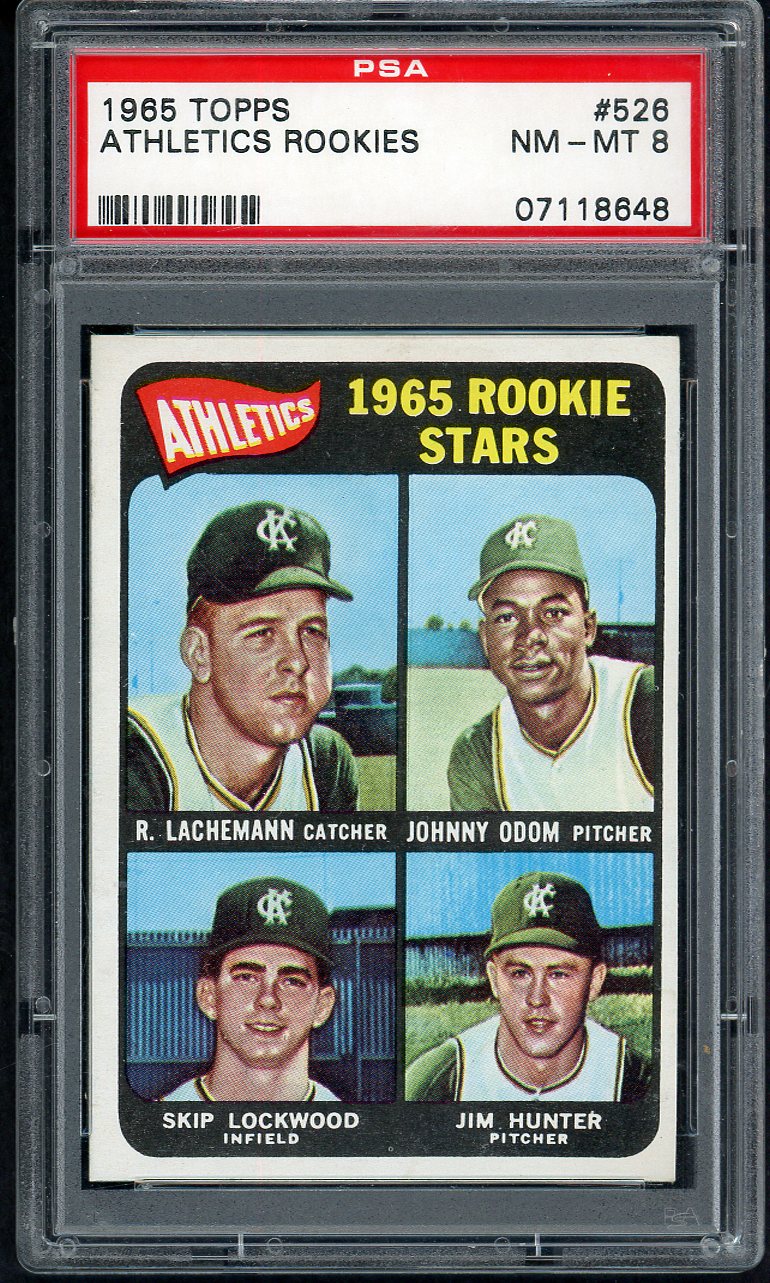 1965 Topps Baseball #526 Catfish Hunter A's PSA 8 NM/MT 561684