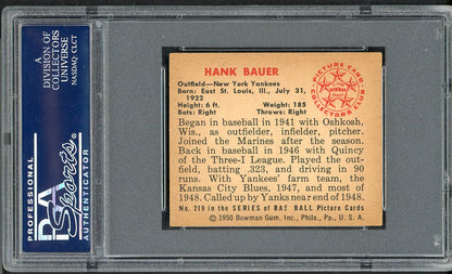 1950 Bowman Baseball #219 Hank Bauer Yankees PSA 8 NM/MT 561686