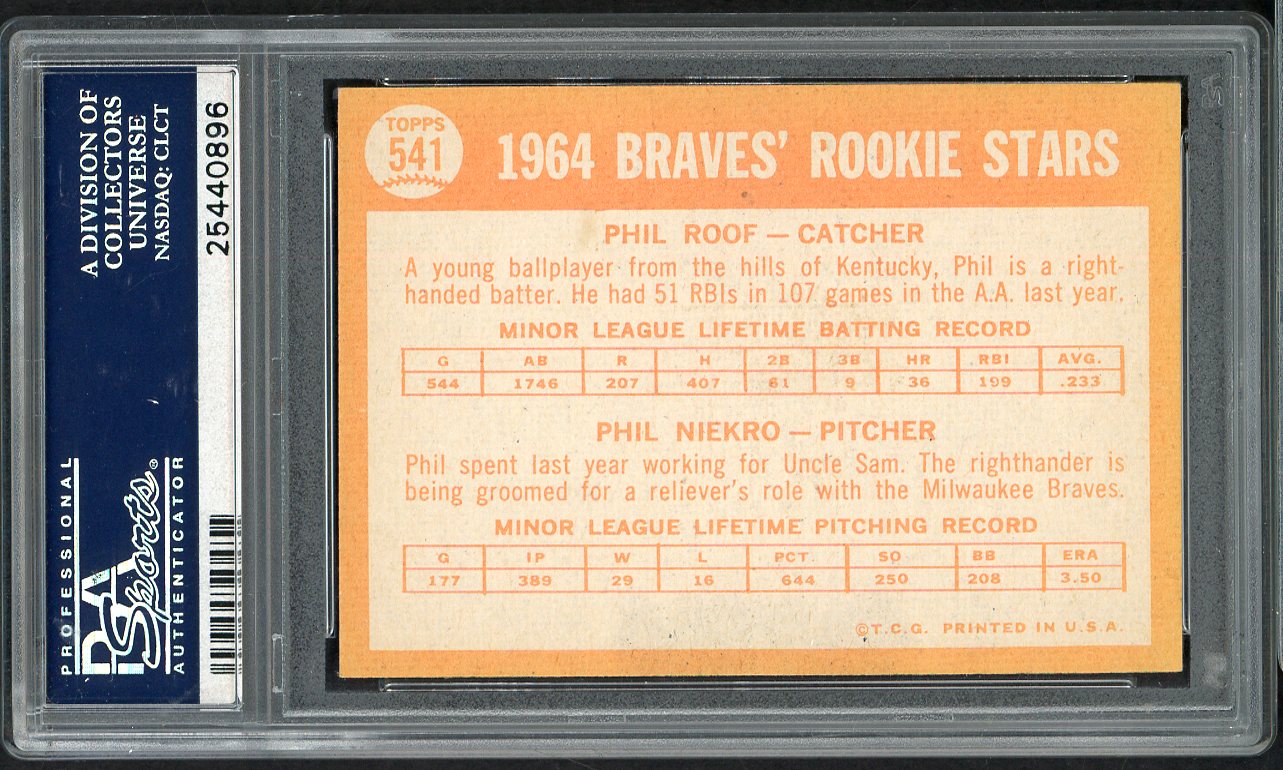 1964 Topps Baseball #541 Phil Niekro Braves PSA 7 NM 561688