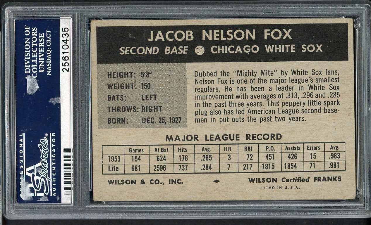 1954 Wilson Franks Nellie Fox White Sox PSA 3 VG 561690